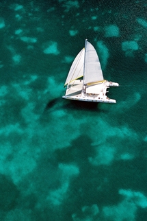 le Tip Top en Guadeloupe au dessus d'un lagon, croisière à la journée, Petite Terre, Marie Galante, Les Saintes, La Dominique