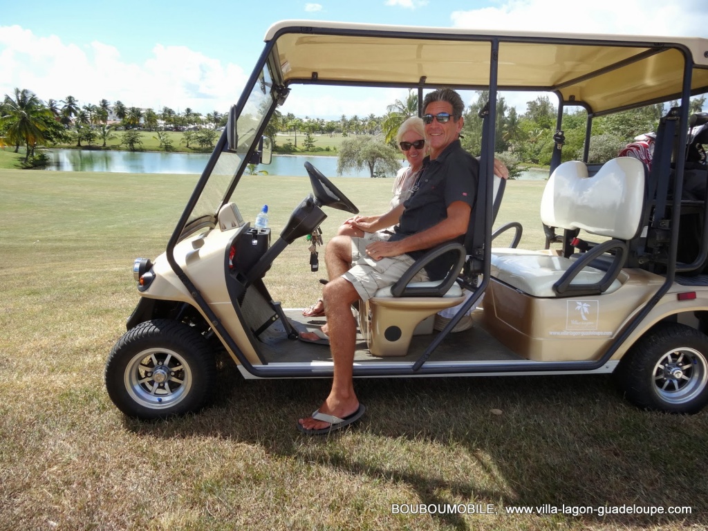 Nicolle & Didier   Golf de 18  trous de Saint François Guadeloupe avec la golfette BoubouMobile