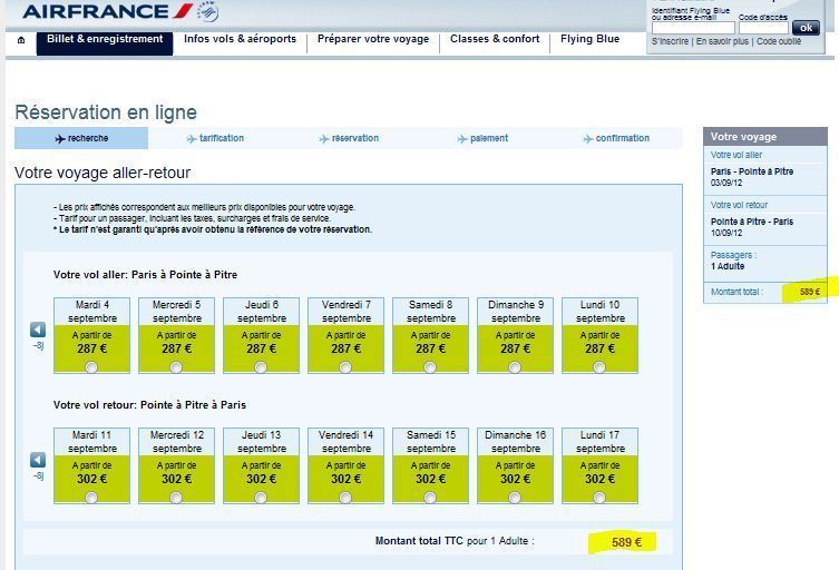 Promotion vol Air France pour cet hiver vers Pointe à Pitre
