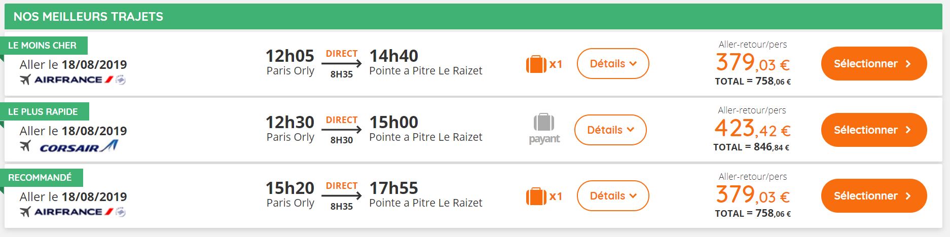 Promotions vols pour la Guadeloupe