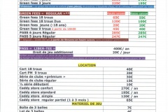 Tarifs du golf de Guadeloupe de Saint François Guadeloupe 2014