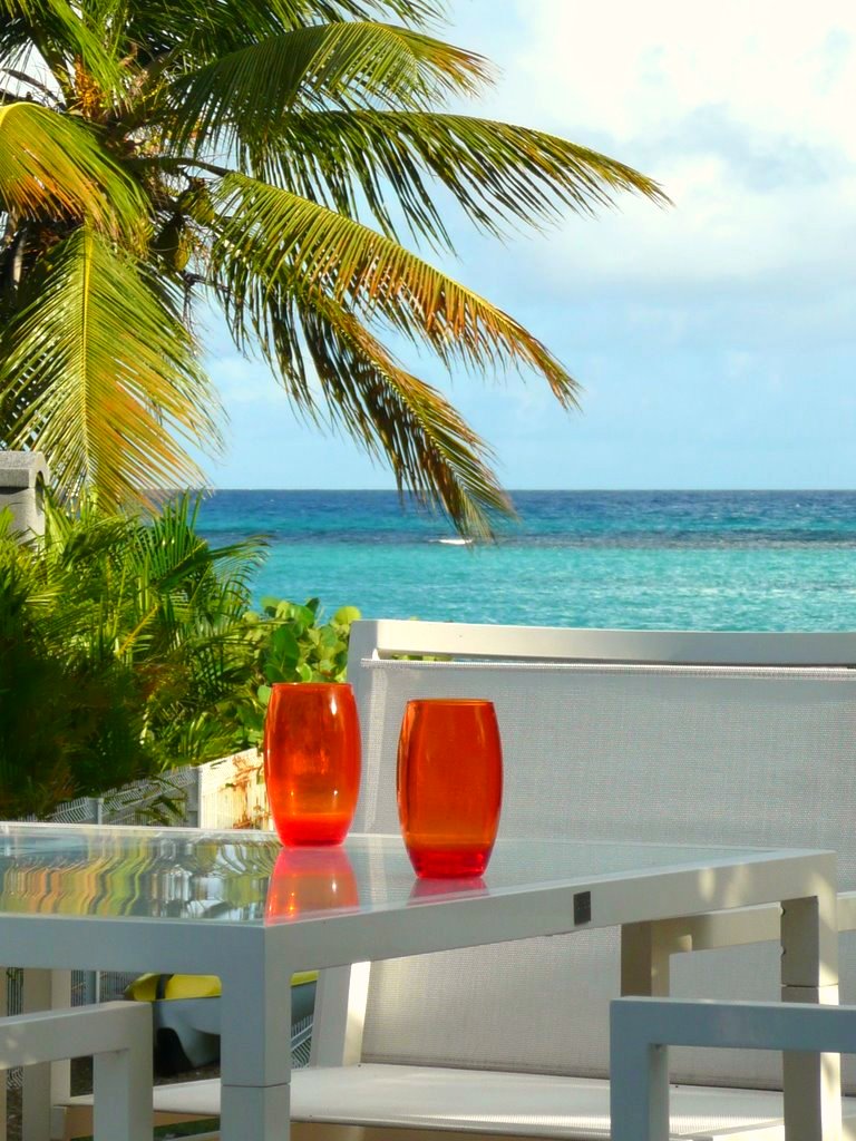 collation devant la villa de Guadeloupe